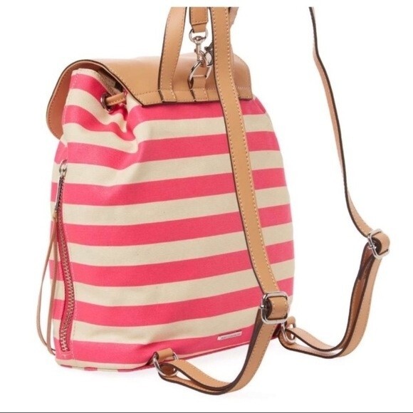 Rebecca Minkoff Pink and Creamy Ivory Flamingo Stripe Moto Backpack NWOT main image 5
